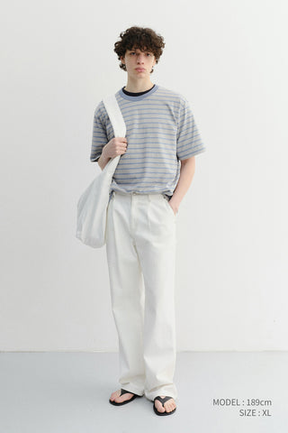 UNISEX STRIPED T-SHIRT MELANGE GREY BLUE