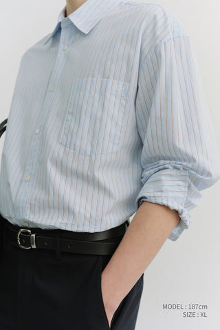 UNISEX OVERSIZED STRIPED SHIRT SKY BLUE STRIPE