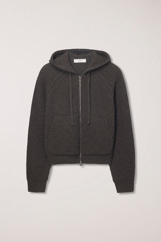 UNISEX HOODED KNIT CARDIGAN BROWN