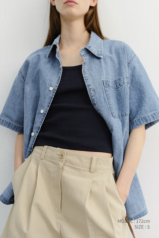 UNISEX LINEN DENIM SHIRT LIGHT BLUE