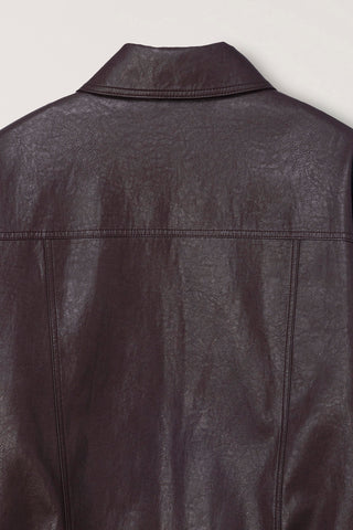 UNISEX ALTER-LEATHER ZIP-UP BLOUSON DARK BROWN