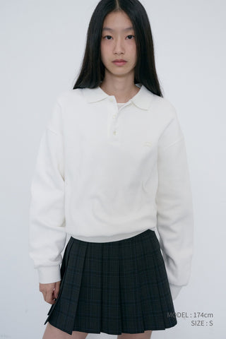 PLEATS MINI CHECKED SKIRT CHARCOAL BLUE CHECK