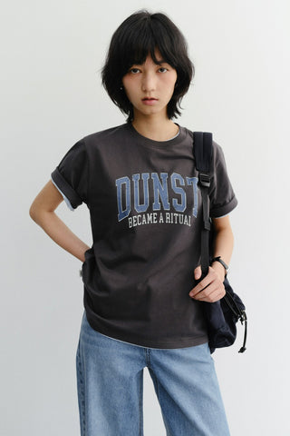 UNISEX VINTAGE ARCH LOGO T-SHIRT CHARCOAL GREY