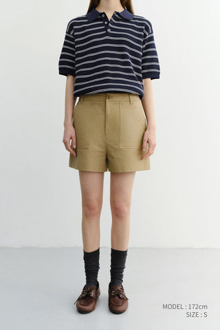 COTTON SAFARI SHORTS KHAKI BEIGE