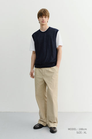 UNISEX SHEER LAYERING KNIT VEST NAVY