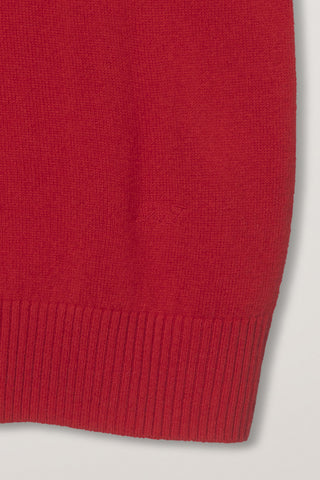 ESSENTIAL CREWNECK KNIT CARDIGAN TOMATO RED