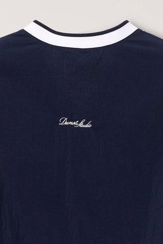 UNISEX V-NECK WOVEN TOP NAVY