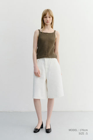 RELAXED BERMUDA DENIM SHORTS IVORY