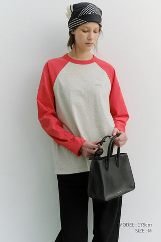 UNISEX RAGLAN T-SHIRT RED OATMEAL MELANGE