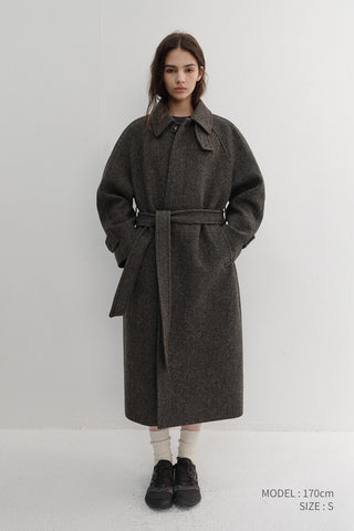 UNISEX RELAXED BALMACAAN COAT BROWN TWEED