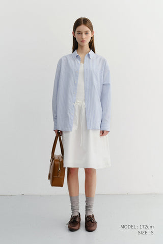UNISEX CLASSIC STRIPED BD OVERSHIRT BLUE