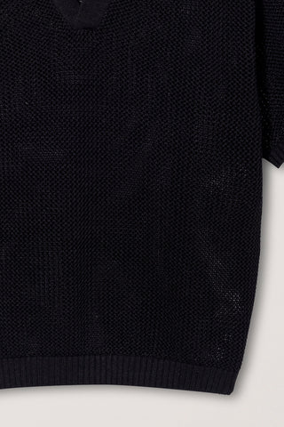 UNISEX CHUNKY POLO KNIT BLACK