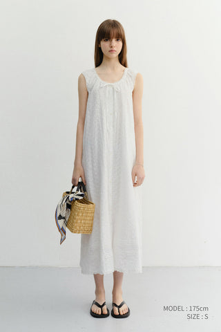 NEEDLEWORK BABYDOLL DRESS WHITE