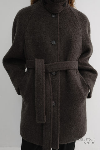 BELTED HALF COAT BROWN