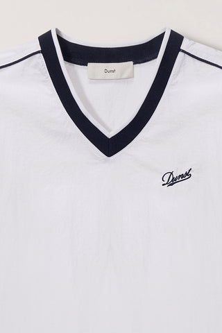 UNISEX V-NECK WOVEN TOP WHITE