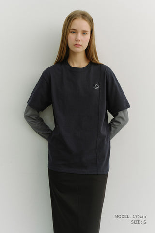 UNISEX LOGO CREASE T-SHIRT FRENCH NAVY