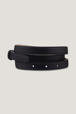 D-BUCKLE THIN LEATHER BELT BLACK