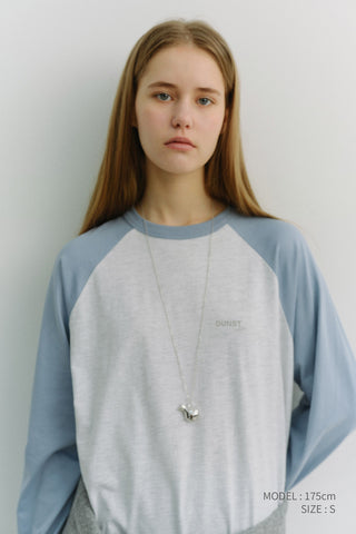 UNISEX RAGLAN T-SHIRT SKY BLUE LIGHT MELANGE GREY