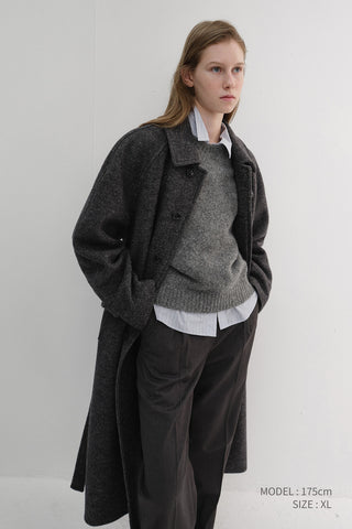 UNISEX RELAXED BALMACAAN COAT CHARCOAL GREY