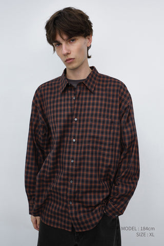 UNISEX CHECKED FLANNEL SHIRT BRICK