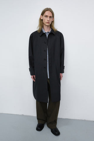 UNISEX H-LINE WOOL MAC COAT CHARCOAL GREY