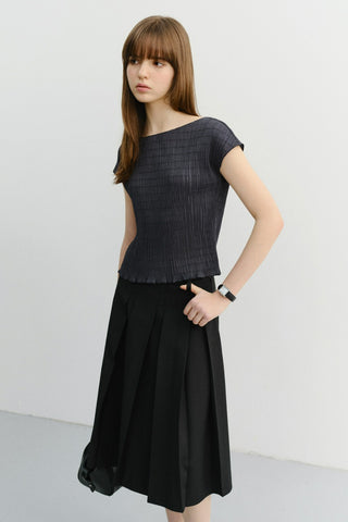 PLEATS BLOUSE CHARCOAL GREY