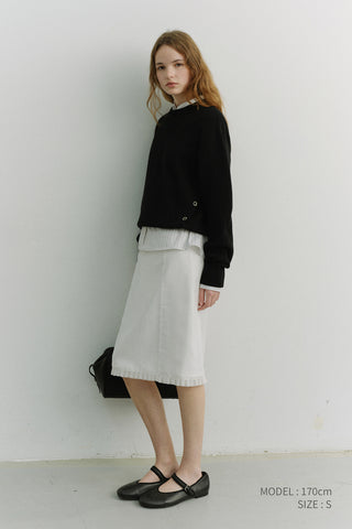UNISEX BUTTONED CREWNECK SWEATER BLACK