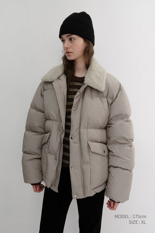 UNISEX COLLARED GOOSE DOWN JACKET BEIGE