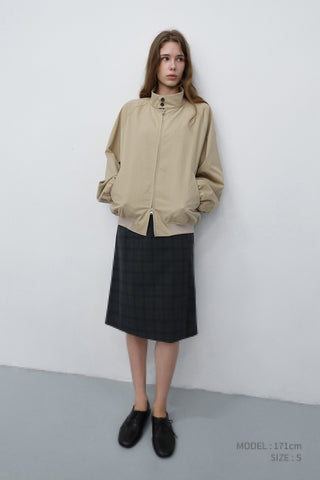 PLEATS MIDI WRAP CHECKED SKIRT CHARCOAL GREY CHECK