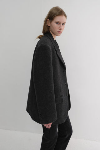 UNISEX 3 BUTTON WOOL BLAZER CHARCOAL GREY