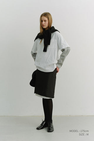 UNISEX LAYERED SET-UP T-SHIRT OFF WHITE MELANGE GREY