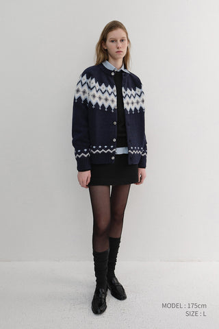 UNISEX CHUNKY PATTERN CARDIGAN NAVY