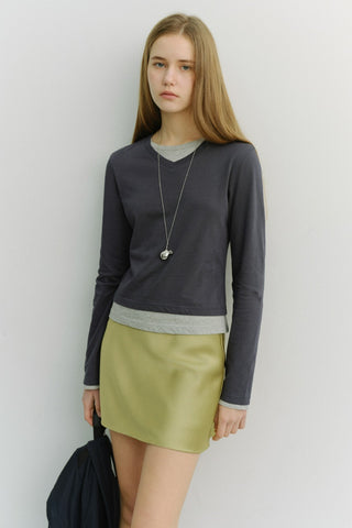 SATIN MINI SKIRT SOFT OLIVE