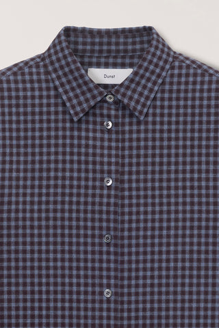 ESSENTIAL SLIM CHECKED SHIRT BROWN