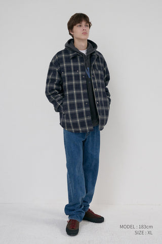 UNISEX QUILTED FLANNEL SHIRT NAVY CHECK