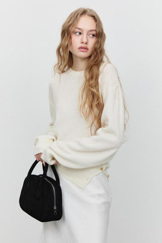 SUEDE BOSTON TOTE BAG BLACK