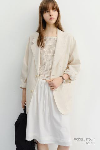 CROCHET BUSTIER KNIT TOP IVORY