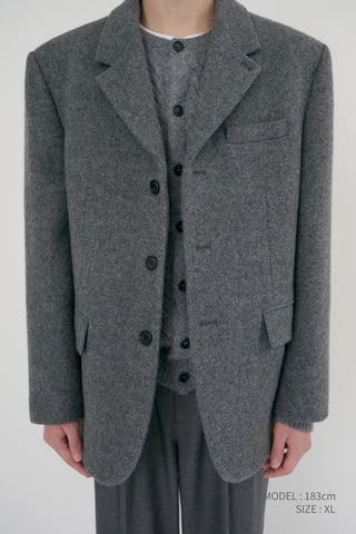 UNISEX 3 BUTTON WOOL BLAZER GREY