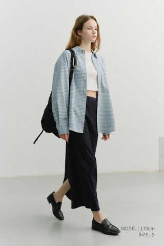 UNISEX OVERSIZED BD CHECKED SHIRT SOFT BLUE CHECK