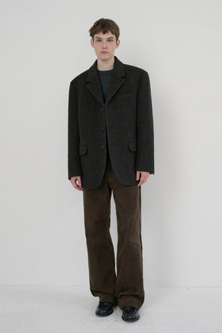 UNISEX 3 BUTTON WOOL BLAZER CHARCOAL GREY