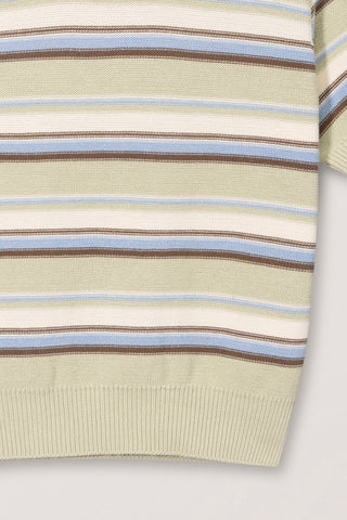 UNISEX STRIPED CREWNECK KNIT MINT CREAM