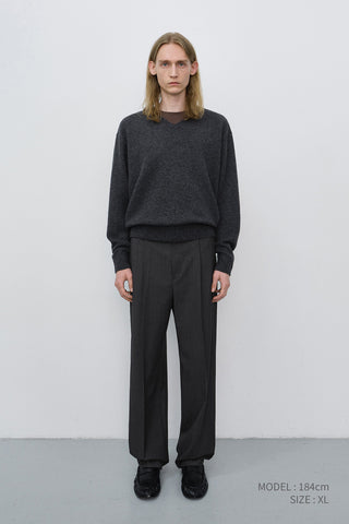 UNISEX CASHMERE V-NECK SWEATER CHARCOAL GREY