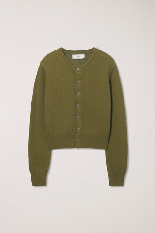 UNISEX CREWNECK KNIT CARDIGAN OLIVE GREEN