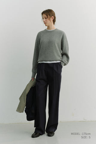 UNISEX BUTTONED CREWNECK SWEATER MELANGE GREY