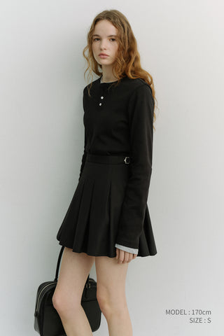 PLEATS MINI SKIRT BLACK