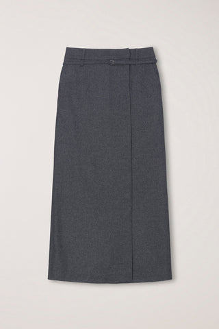 MAXI WRAP SKIRT CHARCOAL GREY
