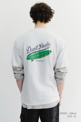 UNISEX SUMMER HOLIDAY SURF BOARD T-SHIRT LIGHT MELANGE GREY