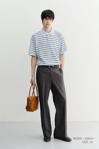 UNISEX STRIPED POLO SHIRT SOFT BLUE