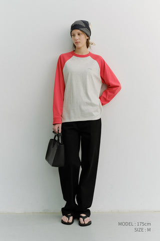 UNISEX RAGLAN T-SHIRT RED OATMEAL MELANGE