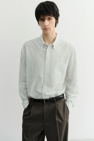 UNISEX CLASSIC STRIPED BD OVERSHIRT CREAM